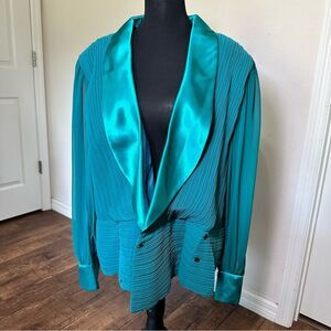 Vintage Miss Elliette Blue Blazer with Satin Shawl Collar 22